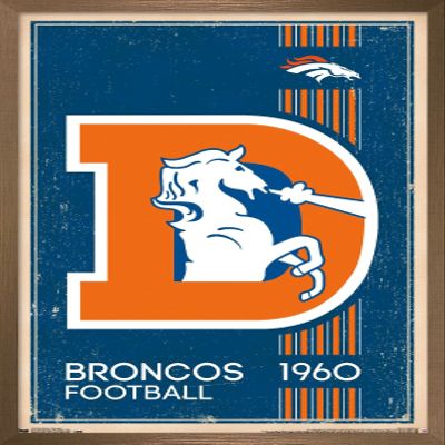 NFL Denver Broncos - Retro Logo 14 Wall Poster, 34L" x 22.4W", Bronze Framed Version