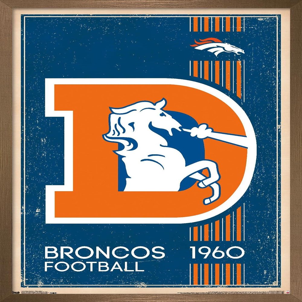 NFL Denver Broncos - Retro Logo 14 Wall Poster, 34L" x 22.4W", Bronze Framed Version