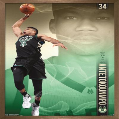 Trends International NBA Milwaukee Bucks - Giannis Antetokounmpo 17 Wall Poster, 14.725" x 22.375", Bronze Framed Version