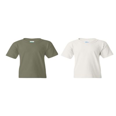 Gildan unisex child Heavy Cotton Youth Pack fashion t shirts, Militarygreen/White, Medium US