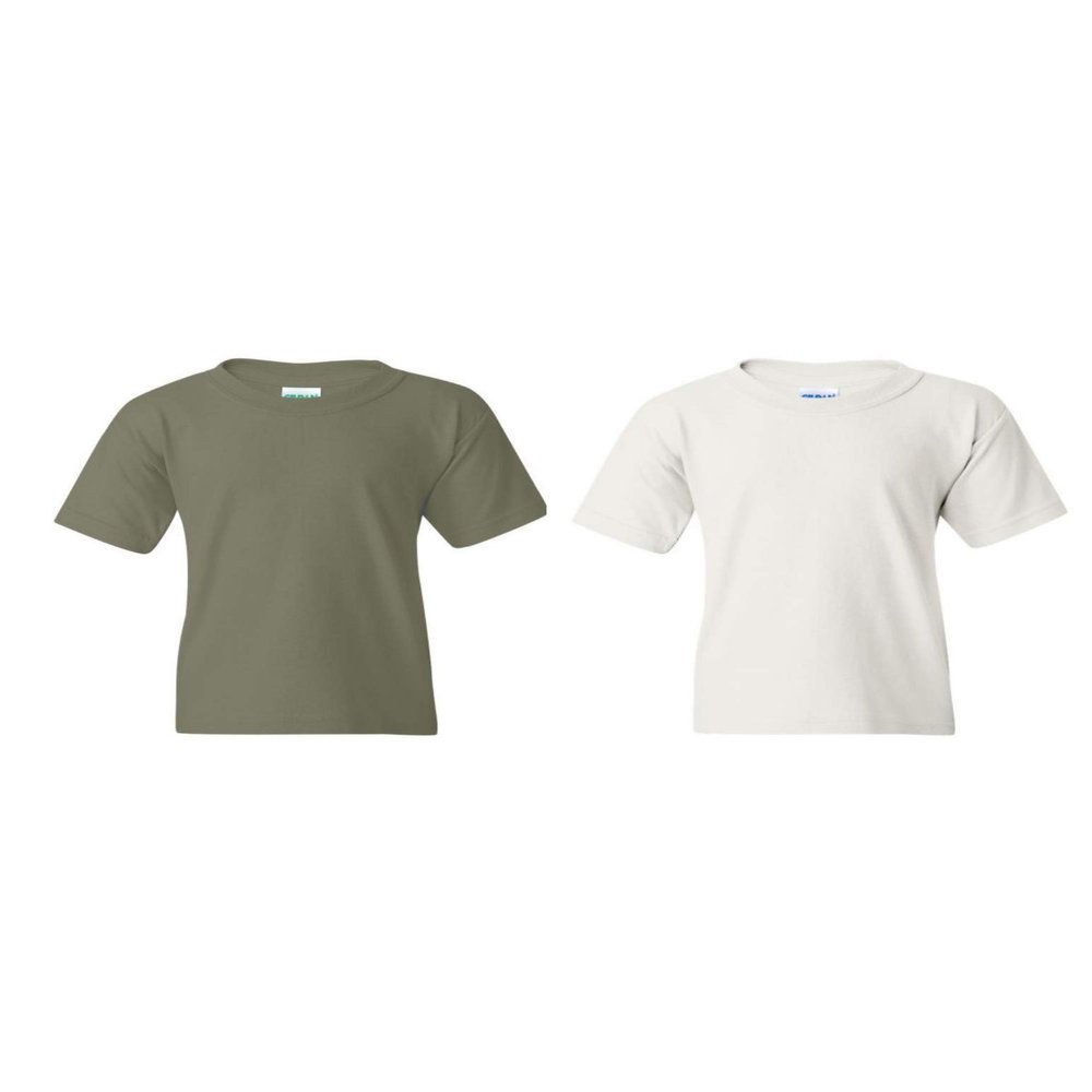 Gildan unisex child Heavy Cotton Youth Pack fashion t shirts, Militarygreen/White, Medium US