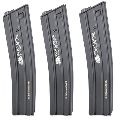 BULLDOG AIRSOFT M4 Mags [Hi-Cap/Mid-Cap] Magazine for M4/M16 Series Airsoft AEG Rifles (300rd Metal Black - x3)