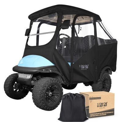 10L0L 4 Passenger Golf Cart Driving Enclosure for Club Car Precedent with Short Roof Up to 57", 4-Sided Clear Window 600D Rain Cover All Weather Windproof Waterproof-Black