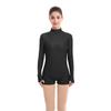 ODASDO Women Adult Mock Neck Gymnastics Dance Leotard Boyshorts Long Sleeve Bodysuit Ballet Dancewear Spandex One-piece Biketard Unitard Shorts Traning Sports Party Costume Black XL view 2