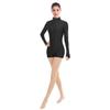 ODASDO Women Adult Mock Neck Gymnastics Dance Leotard Boyshorts Long Sleeve Bodysuit Ballet Dancewear Spandex One-piece Biketard Unitard Shorts Traning Sports Party Costume Black XL view 4