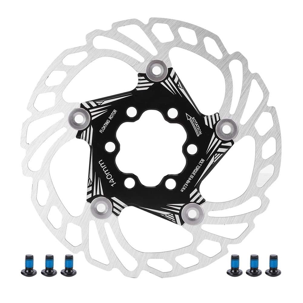 VGEBY Floating Brake Disc, 140mm Floating Disc Brake Rotor Six Screws Mountain Brake Pad Floating Cooling Rotors 5 Stud Cycling Accessory(Black) And Spare Parts