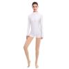 ODASDO Women Adult Mock Neck Gymnastics Dance Leotard Boyshorts Long Sleeve Bodysuit Ballet Dancewear Spandex One-piece Biketard Unitard Shorts Traning Sports Party Costume White 2XL view 3