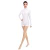 ODASDO Women Adult Mock Neck Gymnastics Dance Leotard Boyshorts Long Sleeve Bodysuit Ballet Dancewear Spandex One-piece Biketard Unitard Shorts Traning Sports Party Costume White 2XL view 4
