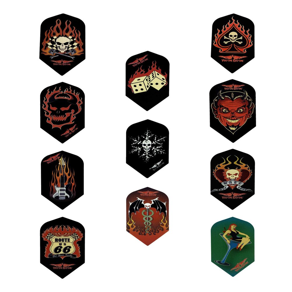 AO 5 Sets of 3 Vulture Kulture Assorted Slim Dart Flights Cool Designs Durable (15 Flights Total)