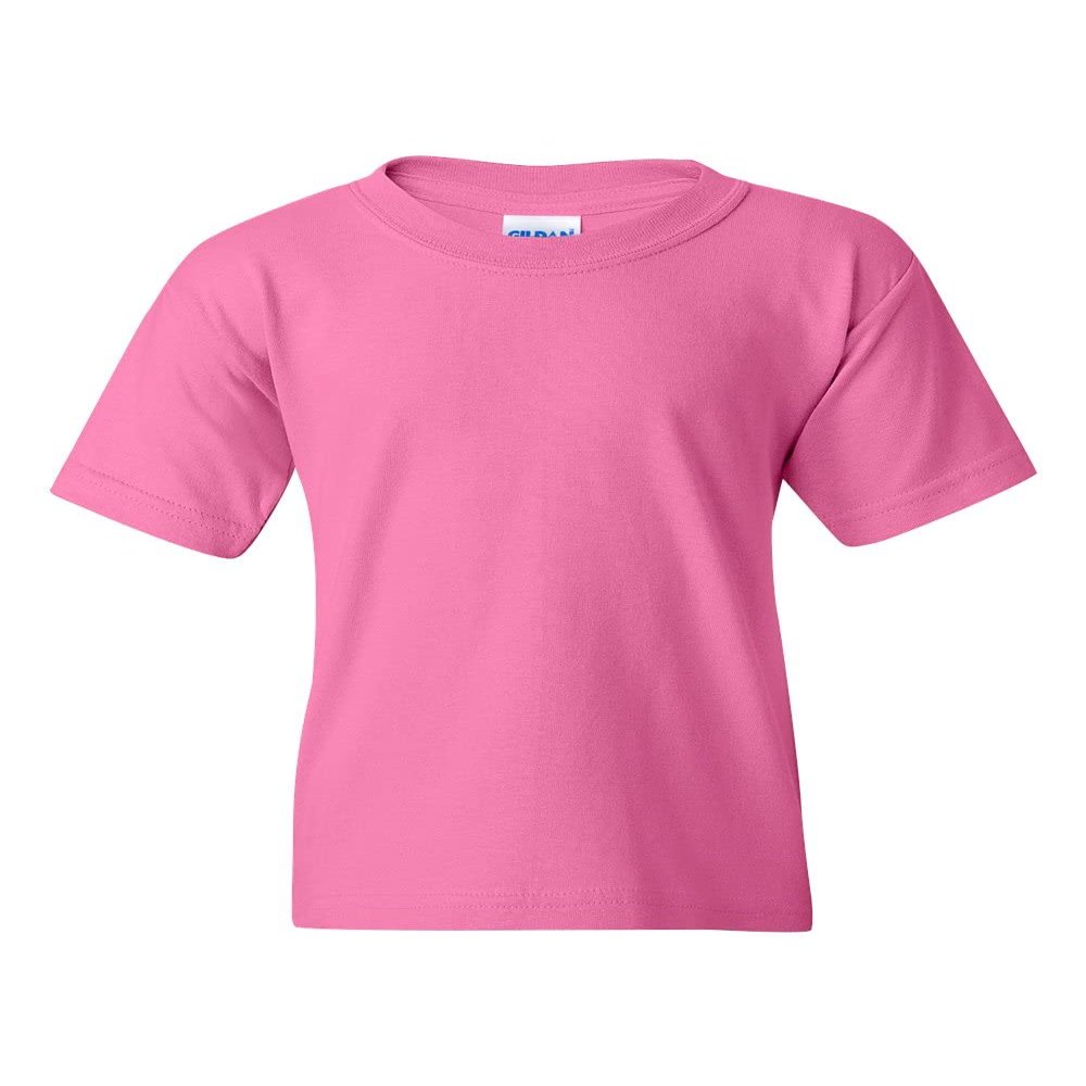 Gildan unisex child Heavy Cotton Youth Pack fashion t shirts, Azalea/White, Small US