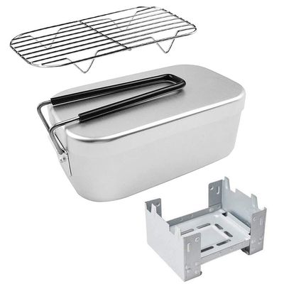 Lixada Mini Folding Stove Lunch Box Steaming Rack Combo Set