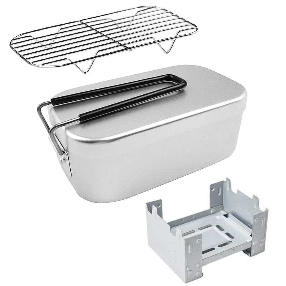 Lixada Mini Folding Stove Lunch Box Steaming Rack Combo Set