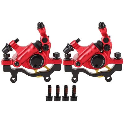 VGEBY Disc Brake, 1Pair Mountain Line Pulling Hydraulic Disc Brake Calipers Front Rear Brake Clamp Mechanical Caliper Sporting Cycling Accessory(Red) and Spare Parts