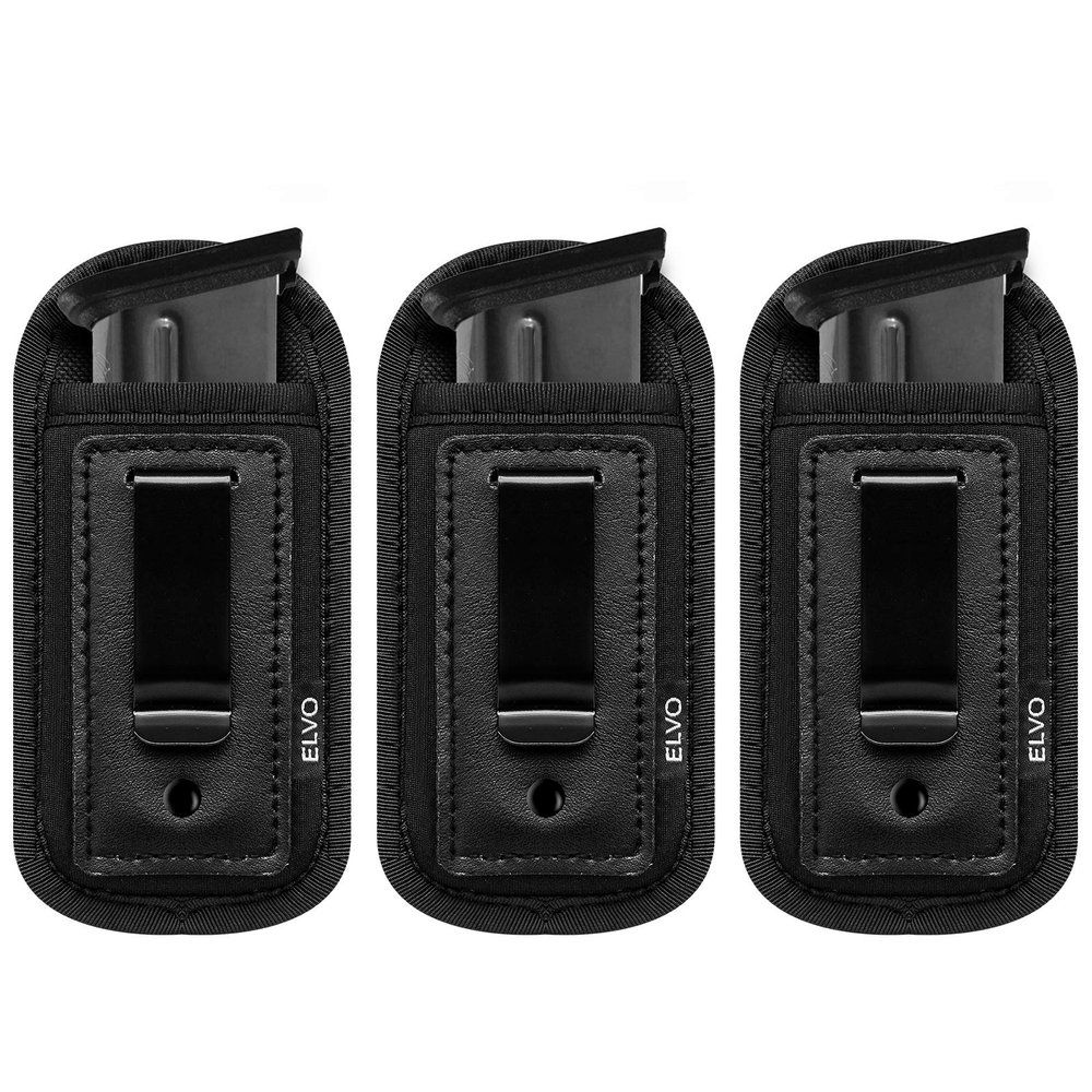3 Pack Universal Magazine Holster, IWB Mag Pouch Concealed Carry, Single Double Stack Mags Holder for Glock 17 19 26 43 Sig P365 P320 S&W M&P 9mm .40 .45 .380 Fits 7 10 15 Round Ammo Clips for Pistols