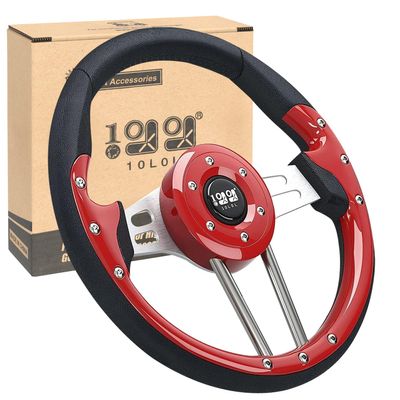 10L0L Golf Cart Steering Wheel for Yamaha, EZGO TXT/RXV/Valor, Club Car DS/Precedent/Onward/Tempo Golf Carts (Red)