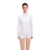 ODASDO Women Adult Mock Neck Gymnastics Dance Leotard Boyshorts Long Sleeve Bodysuit Ballet Dancewear Spandex One-piece Biketard Unitard Shorts Traning Sports Party Costume White S view 2
