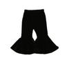 GOOCHEER Kids Toddler Little Baby Girl Fall Winter Velvet Bell Bottom Flare Pants Ruffle Leggings Trousers (Velvet-Black, 6-12Months) view 1