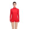 ODASDO Women Adult Mock Neck Gymnastics Dance Leotard Boyshorts Long Sleeve Bodysuit Ballet Dancewear Spandex One-piece Biketard Unitard Shorts Traning Sports Party Costume Red XL view 2