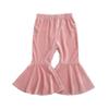 GOOCHEER Kids Toddler Little Baby Girl Fall Winter Velvet Bell Bottom Flare Pants Ruffle Leggings Trousers (Velvet-Pink, 2-3Years) view 1