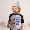 2nd Birthday Boy Paw Patrol Chase Shirt - Toddler and Kids 3/4 Sleeve Baseball Tee, Cute Party Outfit 3T Blue view 3