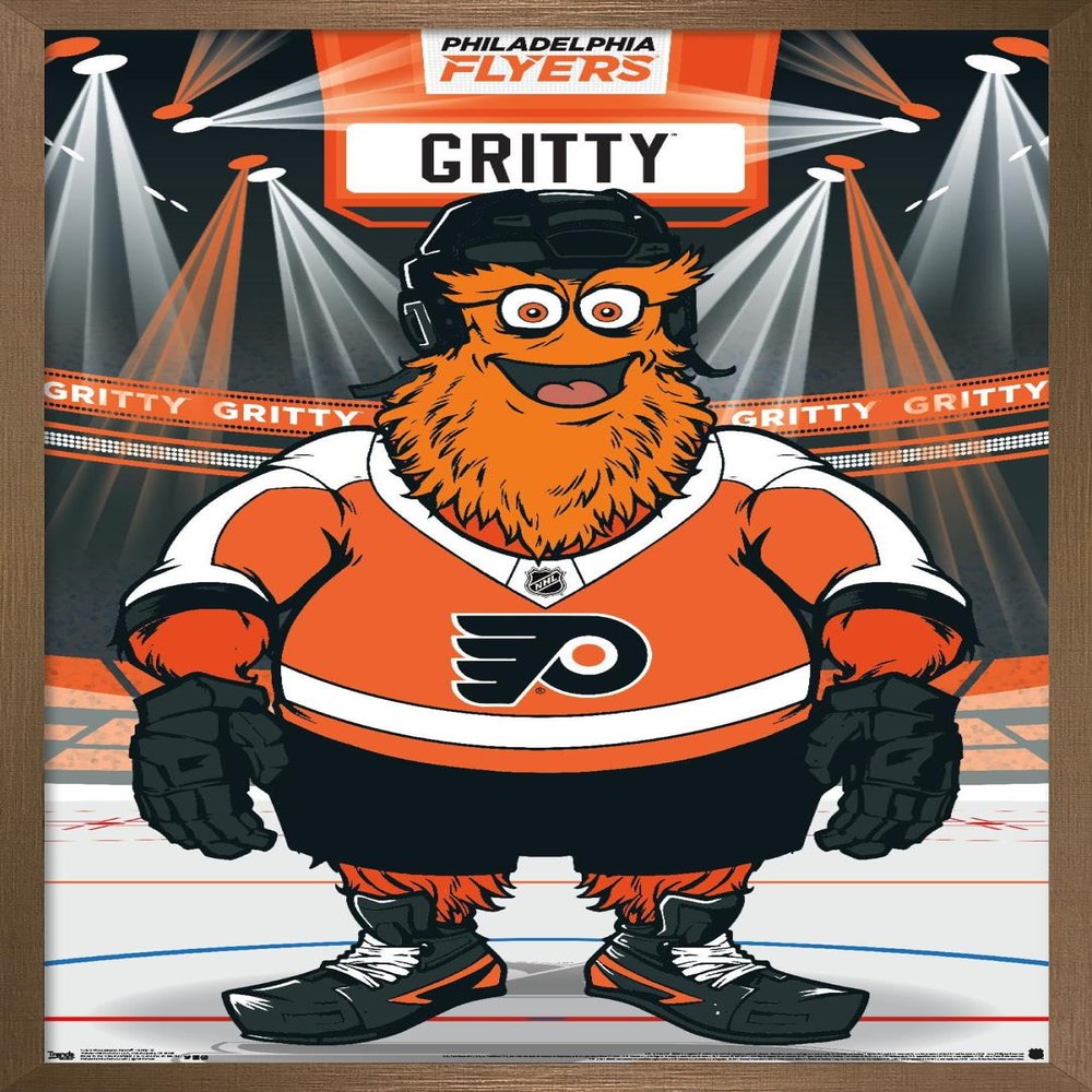 Trends International NHL Philadelphia Flyers - Gritty 19 Wall Poster, 14.725" x 22.375", Bronze Framed Version