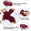 SATINIOR 6 Pairs Winter Fingerless Gloves for Women Half Finger Typing Gloves with Long Wrist Cuff Knit Fingerless Mittens for Women (Black,Light Grey,Light Tan,Wine Red,White,Dark Grey) view 4