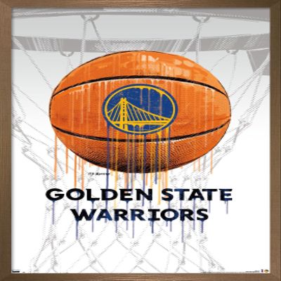 Trends International NBA Golden State Warriors - Drip Ball 20 Wall Poster, 14.725" x 22.375", Bronze Framed Version