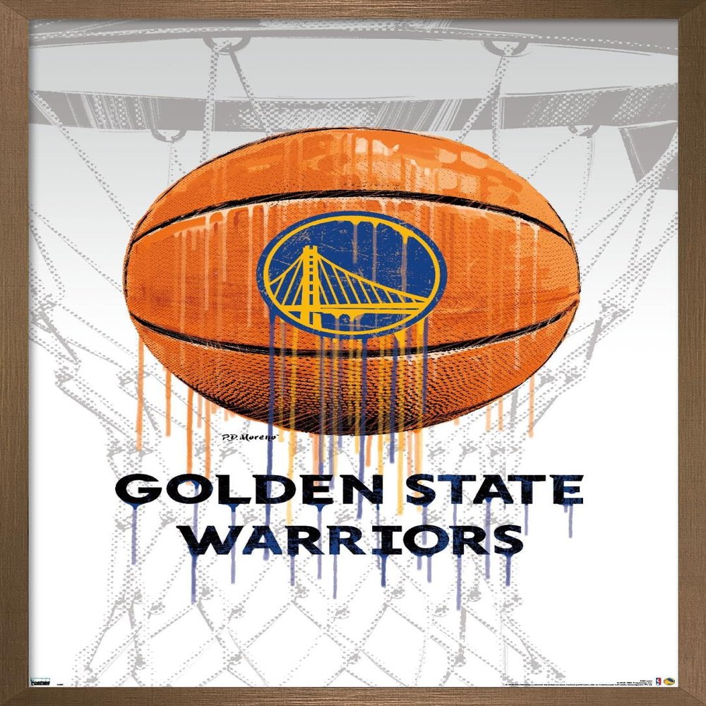 Trends International NBA Golden State Warriors - Drip Ball 20 Wall Poster, 14.725" x 22.375", Bronze Framed Version