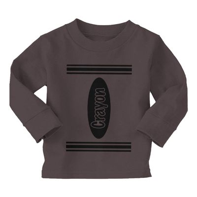 Crayon Outfit - Arts and Crafts Long Sleeve Toddler Cotton Jersey Shirt (Charcoal - Long Sleeve, 3T)
