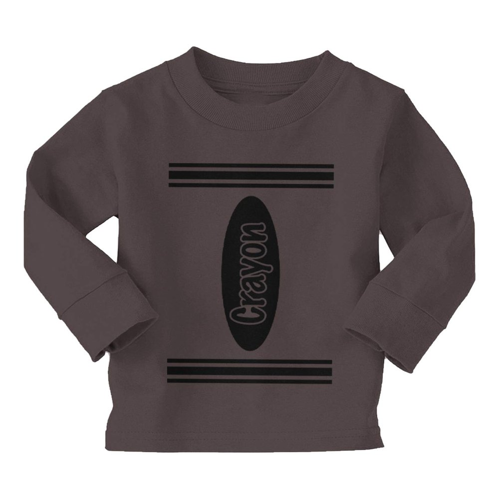 Crayon Outfit - Arts and Crafts Long Sleeve Toddler Cotton Jersey Shirt (Charcoal - Long Sleeve, 3T)