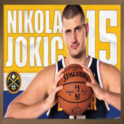 Trends International NBA Denver Nuggets - Nikola Jokic 19 Wall Poster, 22.375" x 34", Bronze Framed Version