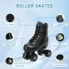 Buric Roller Skates for Women,PU Leather Womens Roller Skates Light Up Wheels,Classic Double Row Black Roller Skates 4 Flash Wheels Roller Skates Men and Girls Outdoor Indoor (Women's 10/ Men's 8.5) view 2