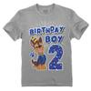 Chase Paw Patrol 2nd Birthday Shirt for Boys - Toddler Party T-Shirt Gift for 2 Year Old 2T Gray view 1