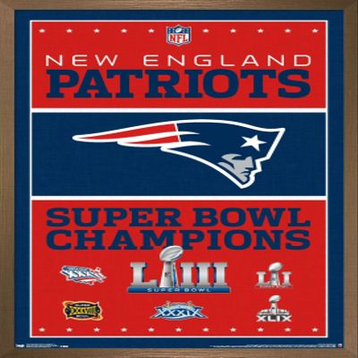 Trends International NFL New England Patriots - Champions 19 Wall Poster, 22.375" x 34", Bronze Framed Version