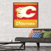 Trends International NHL Calgary Flames - Retro Logo 13 Wall Poster, 22.375" x 34", Bronze Framed Version view 2