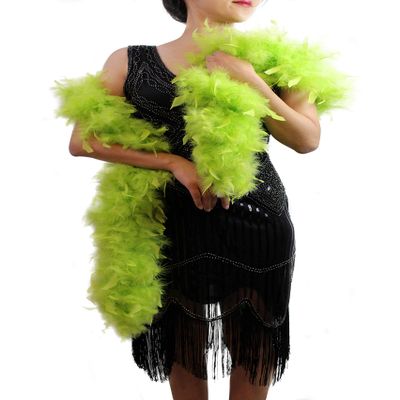 Fukang Feather Turkey Chandelle Feather Boa 72'' 100 Gram (Lime Green)