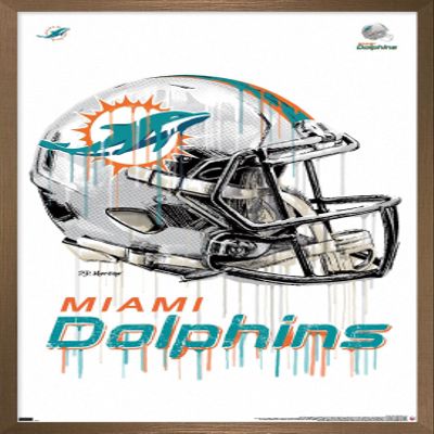 Trends International NFL Miami Dolphins - Drip Helmet 20 Wall Poster, 14.725" x 22.375", Bronze Framed Version