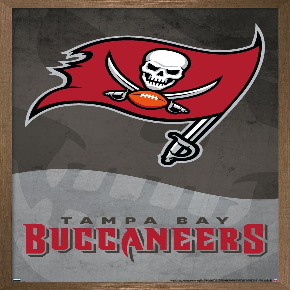Trends International NFL Tampa Bay Buccaneers - Logo 20 Wall Poster, 22.375" x 34", Bronze Framed Version