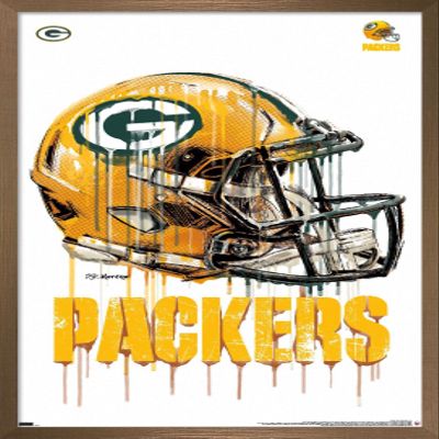 Trends International NFL Green Bay Packers - Drip Helmet 20 Wall Poster, 22.375" x 34", Bronze Framed Version