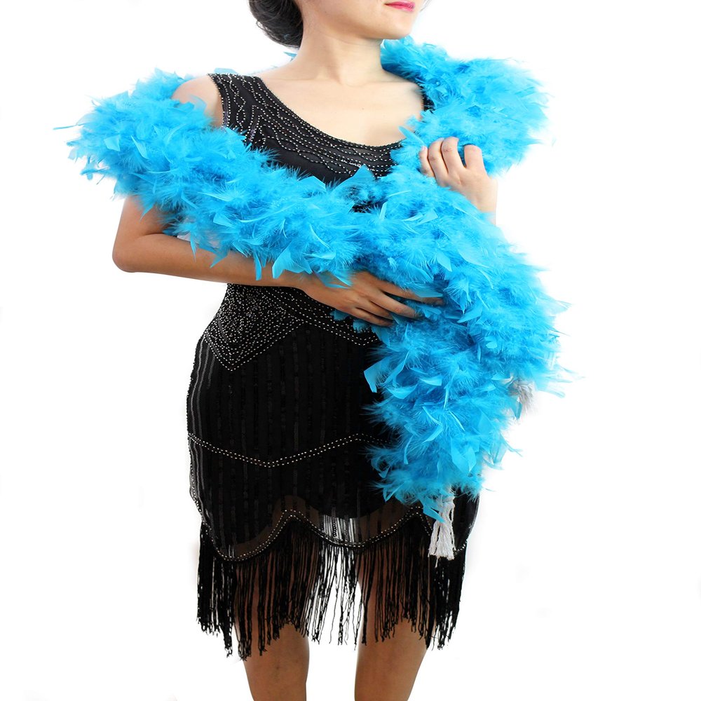Fukang Feather Turkey Chandelle Feather Boa 72'' 100 gram (Turquoise Blue)