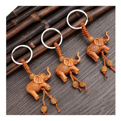 Acxico 3 Pcs lucky elephant Rubber material pendant keychains Chain Gift