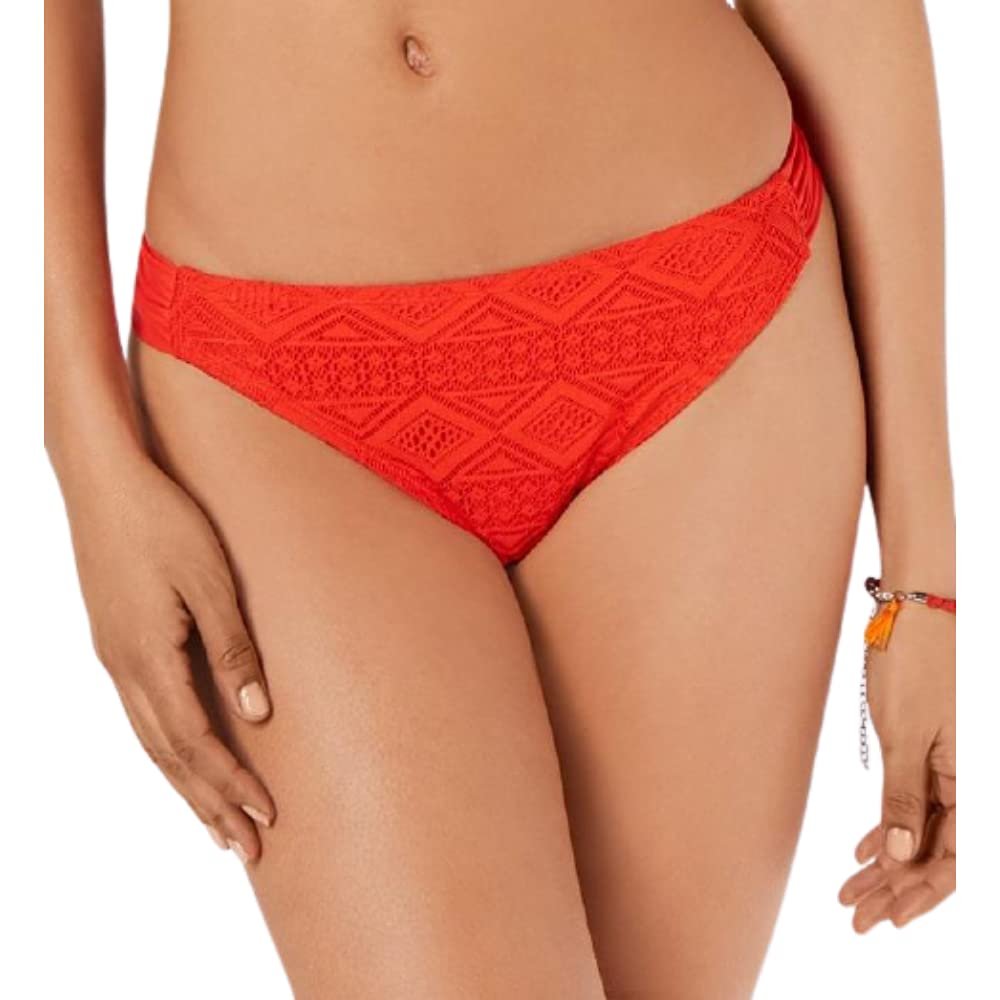 Hula Honey Juniors Black Little Wild One Crochet Strappy Bikini Bottoms (Red, X-Large)