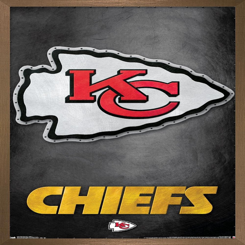 Trends International NFL Kansas City Chiefs - Logo 13 Wall Poster, 22.375" x 34", Bronze Framed Version