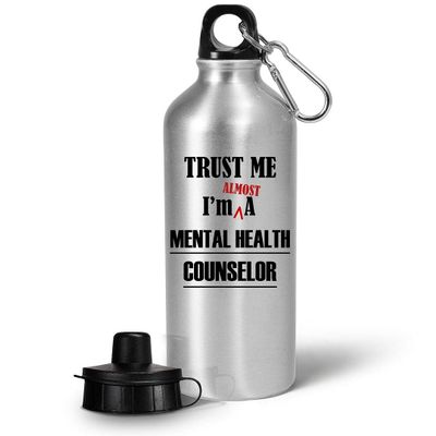 Gifts for Mental Health Counselor Assistant Water Bottle Tumbler Drinkware - Behavior Therapy Counseling Clinical Practitioner Awareness Month Funny Cute Gag Appreciation Idea - Trust Me Almost
