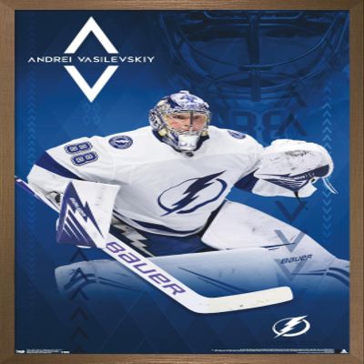 Trends International NHL Tampa Bay Lightning - Andrei Vasilevskiy 19 Wall Poster, 22.375" x 34", Bronze Framed Version