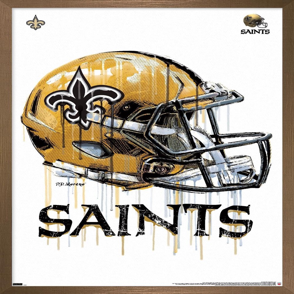 Trends International NFL New Orleans Saints - Drip Helmet 20 Wall Poster, 22.375" x 34", Bronze Framed Version