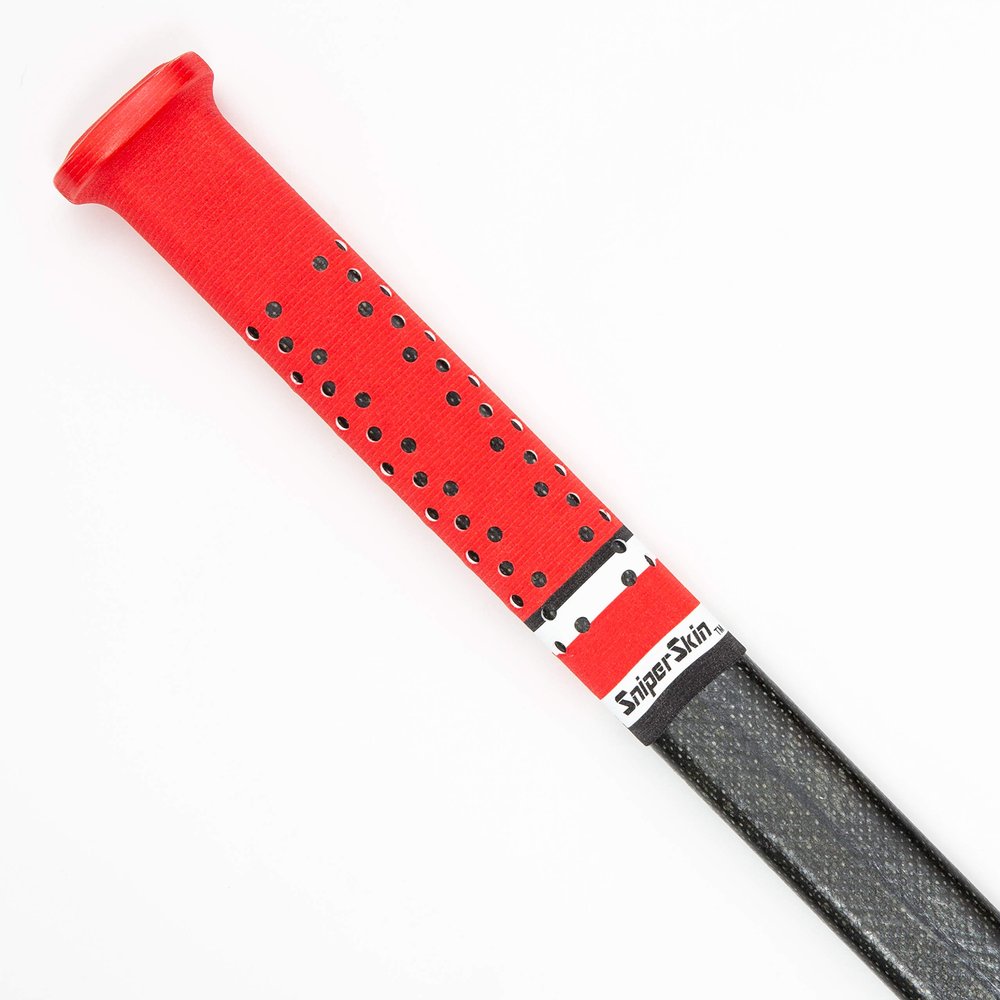 SNIPER SKIN Hockey Grip, Fits Adult and Kids Sticks, Easy Install, Durable, Better Than Hockey Tape, Ideal Team Swag, Tacked Feel- RED