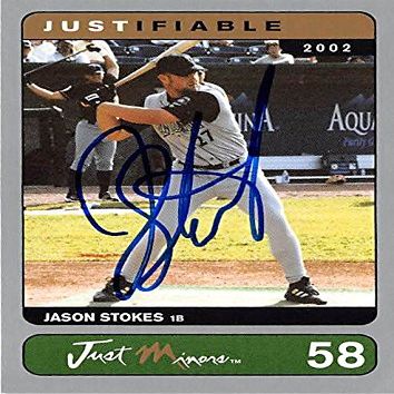 Autograph Warehouse 444358 University of Florida 2002 Just Minors 58 Silver Jason Stokes Autographed Baseball Card