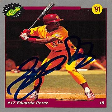 Sports Memorabilia Autograph Warehouse 366520 Eduardo Perez Autographed Baseball Card - 1991 Classic Draft Picks Rookie-13