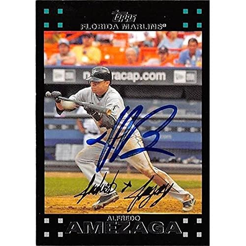 Autograph Warehouse 421040 Alfredo Amezaga Autographed Baseball Card Florida Marlins 2007 Topps No.19